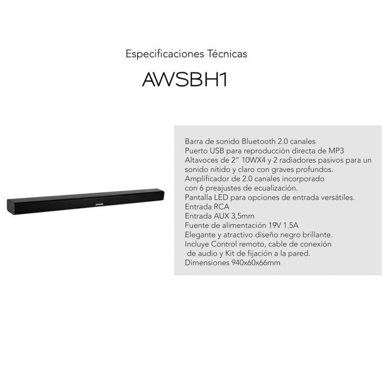 Barra de sonido Aiwa AWSBH1 de 40Watts