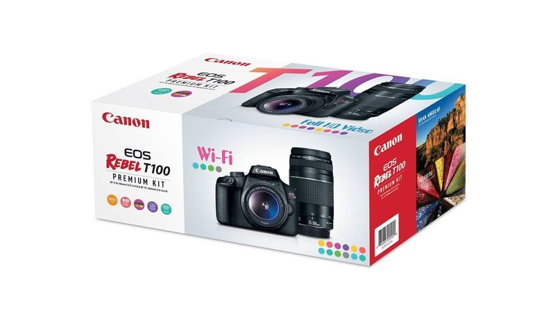 Cámara Canon Rebel T100 18-55mm Kit Premium