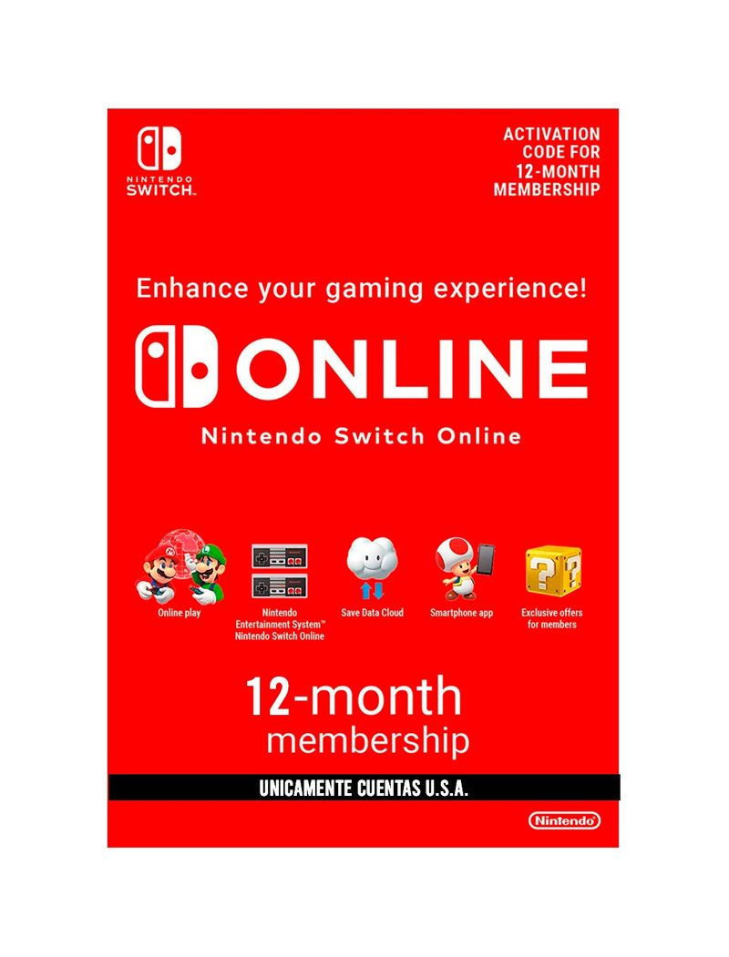 Tarjeta de contenido Nintendo eShop de 12 meses