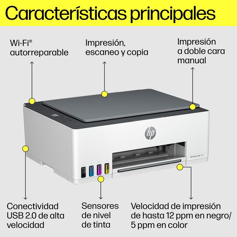 Impresora Todo En Uno Hp Smart Tank 580 Multifuncion Wifi